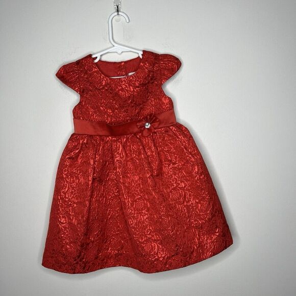Camilla Dress Girls Toddler 3T Red Rhinestone‎ Valentines Day Textured Holiday - Picture 7 of 8